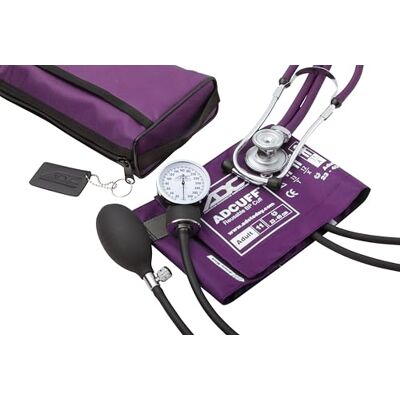 ADC Taschen-Aneroid-/Stethoskop-Set für Erwachsene Pro's Combo II SR mit Blutdruckmessgerät Prosphyg 768 und Stethoskop Adscope Sprague 641 und passender Nylon-Transporttasche, lila ADC Taschen-Aneroid-/Stethoskop-Set für Erwachsene Pro's Combo II SR mit Blutdruckmessgerät Prosphyg 768 und Stethoskop Adscope Sprague 641 und passender Nylon-Transporttasche, lila