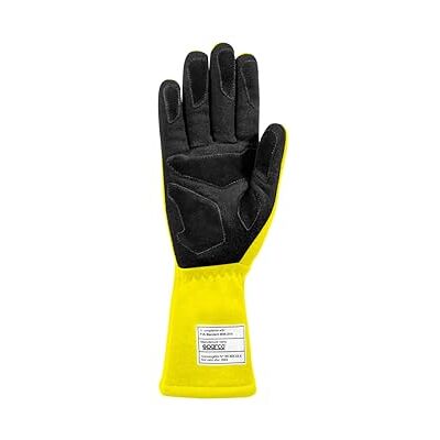 Sparco Racing Land Handschuhe, weiche Innennähte, Handfläche mit Wildledereinsätzen, entspricht FIA 8856-2018, gerades Handgelenk, Größe 10, Gelb Sparco Racing Land Handschuhe, weiche Innennähte, Handfläche mit Wildledereinsätzen, entspricht FIA 8856-2018, gerades Handgelenk, Größe 10, Gelb