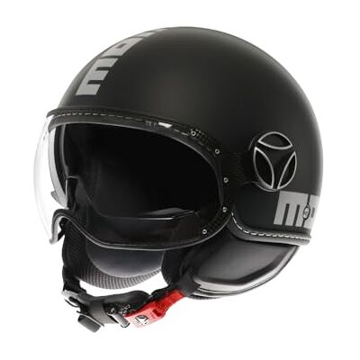MOMO Design FGTR EVO E2206, Jet-Helm mit Sonnenblende, offener Helm für Motorräder und Motorroller, für Männer und Frauen, Matt Black/Silver, XS MOMO Design FGTR EVO E2206, Jet-Helm mit Sonnenblende, offener Helm für Motorräder und Motorroller, für Männer und Frauen, Matt Black/Silver, XS