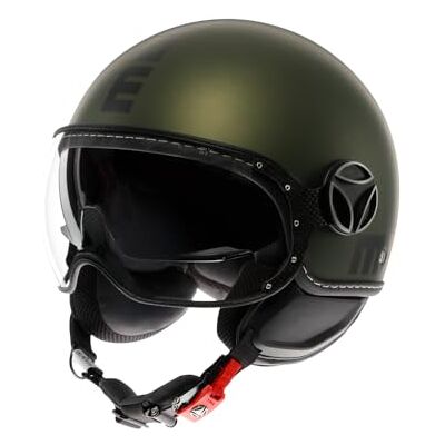 MOMO Design FGTR EVO E2206, Jet-Helm mit Sonnenblende, offener Helm für Motorräder und Motorroller, für Männer und Frauen, Matt Green/Black, XS MOMO Design FGTR EVO E2206, Jet-Helm mit Sonnenblende, offener Helm für Motorräder und Motorroller, für Männer und Frauen, Matt Green/Black, XS
