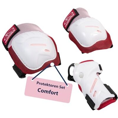 HUDORA Protektoren-Set Comfort Set aus Handschützer, Knieschützer & Ellenbogenschützer Schoner für Kinder und Jugendliche ideal zum Inliner, Rollschuh und Skateboard Fahren rosa Größe M HUDORA Protektoren-Set Comfort Set aus Handschützer, Knieschützer & Ellenbogenschützer Schoner für Kinder und Jugendliche ideal zum Inliner, Rollschuh und Skateboard Fahren rosa Größe M