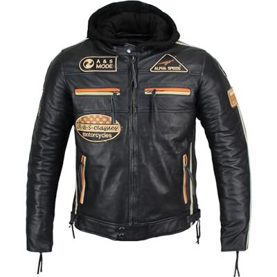 Alpha Herren Motorradjacke Lederjacke Biker Jacke mit Protektoren Leder Jacke mit Kapuze Leather Jacket Fashion Jacket Custom Alpha Herren Motorradjacke Lederjacke Biker Jacke mit Protektoren Leder Jacke mit Kapuze Leather Jacket Fashion Jacket Custom