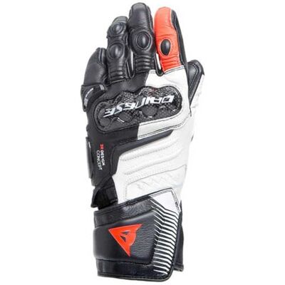 Dainese Carbon 4 Long Lady Gloves, Lange Sport-Motorradhandschuhe aus Schafsleder mit Knöchelschützern aus Carbon, Frau, Schwarz/Weiß/Fluo-Rot, XL Dainese Carbon 4 Long Lady Gloves, Lange Sport-Motorradhandschuhe aus Schafsleder mit Knöchelschützern aus Carbon, Frau, Schwarz/Weiß/Fluo-Rot, XL