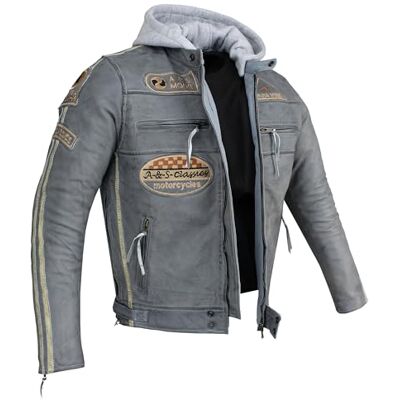 Alpha Herren Motorradjacke Lederjacke Biker Jacke mit Protektoren Leder Jacke mit Kapuze Leather Jacket Fashion Jacket Custom Alpha Herren Motorradjacke Lederjacke Biker Jacke mit Protektoren Leder Jacke mit Kapuze Leather Jacket Fashion Jacket Custom
