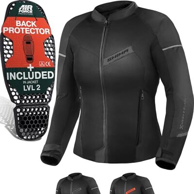SHIMA X-MESH Motorrad Jacke Damen mit Protektoren AIRFORCE Rückenprotektor Motorradjacke Sommer Mesh Belüftet Textiljacke Schutzjacken Protektorenjacke Luftige (Frauen, Schwarz, S) SHIMA X-MESH Motorrad Jacke Damen mit Protektoren AIRFORCE Rückenprotektor Motorradjacke Sommer Mesh Belüftet Textiljacke Schutzjacken Protektorenjacke Luftige (Frauen, Schwarz, S)