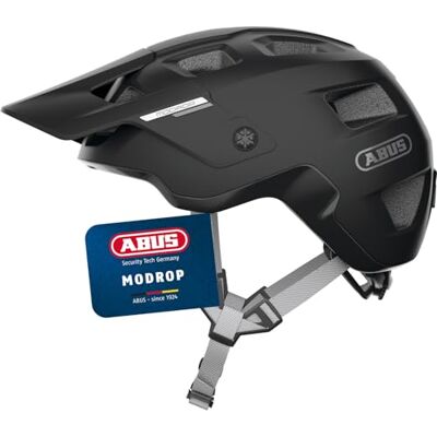 Abus MTB-Helm MoDrop, Schwarz, S In-Mold-Verfahren, Verstellsystem, Goggle-Halterung, Zopf-Öffnung Abus MTB-Helm MoDrop, Schwarz, S In-Mold-Verfahren, Verstellsystem, Goggle-Halterung, Zopf-Öffnung