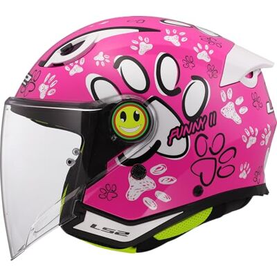 LS2 , Jet-Motorradhelm für Kinder FUNNY II PAWS Gloss Pink, L LS2 , Jet-Motorradhelm für Kinder FUNNY II PAWS Gloss Pink, L
