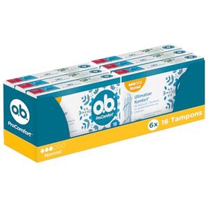 o.b. ProComfort Normal, Tampons für mittlere bis stärkere Tage mit Dynamic Fit Technologie und SilkTouch Oberfläche, für ultimativen Komfort und zuverlässigen Schutz (6x 16 Stück) o.b. ProComfort Normal, Tampons für mittlere bis stärkere Tage mit Dynamic Fit Technologie und SilkTouch Oberfläche, für ultimativen Komfort und zuverlässigen Schutz (6x 16 Stück)