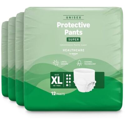 Amazon Unisex-Superhosen, Größe XL – 48 Stück (4 Packungen mit 12 Stück) Amazon Unisex-Superhosen, Größe XL – 48 Stück (4 Packungen mit 12 Stück)