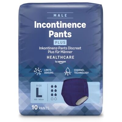 Healthcare Herren Pants Plus Large – 40 Stück (4 Packungen à 10 Stück), Blau (Zuvor eine Marke von Amazon Basic Care, gleiches Produkt) Verpackung kann abweichen Healthcare Herren Pants Plus Large – 40 Stück (4 Packungen à 10 Stück), Blau (Zuvor eine Marke von Amazon Basic Care, gleiches Produkt) Verpackung kann abweichen