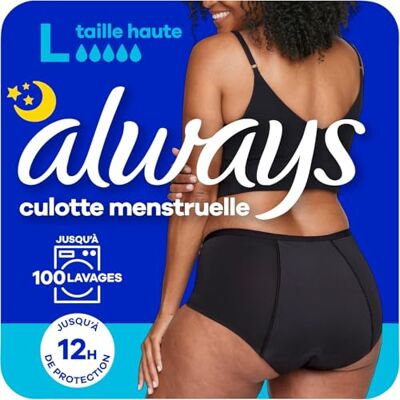 Always Menstruationshose, waschbar, Nacht, L, 42-44, 1 Menstruationsunterwäsche, schwarz, mittlerer bis starker Durchfluss, wiederverwendbar bis zu 100 Waschgänge, bis zu 12 Stunden Schutz, Komfort Always Menstruationshose, waschbar, Nacht, L, 42-44, 1 Menstruationsunterwäsche, schwarz, mittlerer bis starker Durchfluss, wiederverwendbar bis zu 100 Waschgänge, bis zu 12 Stunden Schutz, Komfort