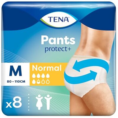 TENA Pants Normal Medium (M) saugfähige, elastische Einweg-Slips für Blasenschäden, für Sie und Ihn, Unisex, diskret und bequem, 1 Packung mit 8 Stück TENA Pants Normal Medium (M) saugfähige, elastische Einweg-Slips für Blasenschäden, für Sie und Ihn, Unisex, diskret und bequem, 1 Packung mit 8 Stück