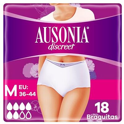 AUSONIA usonia Discreet Inkontinenzhöschen Plus, Größe M, 18 Stück, blockiert Verlust und Gerüche, bequem und diskret AUSONIA usonia Discreet Inkontinenzhöschen Plus, Größe M, 18 Stück, blockiert Verlust und Gerüche, bequem und diskret