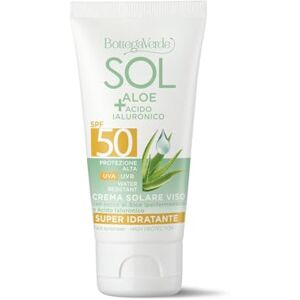 Bottega Verde SOL Aloe Hyaluronsäure Sonnencreme für das Gesicht super feuchtigkeitsspendend mit hyperfermentiertem Aloe-Saft und Hyaluronsäure hoher Schutz LSF 50 (50 ml) wasserfest Bottega Verde SOL Aloe Hyaluronsäure Sonnencreme für das Gesicht super feuchtigkeitsspendend mit hyperfermentiertem Aloe-Saft und Hyaluronsäure hoher Schutz LSF 50 (50 ml) wasserfest