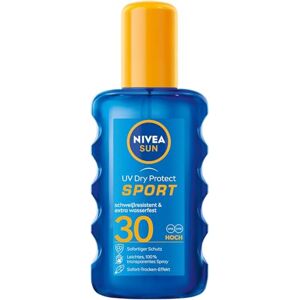 NIVEA SUN UV Dry Protect Sport Sonnenspray LSF 30 (200 ml), 100% transparenter Sonnenschutz speziell für Sportler, schweißresistente & extra wasserfeste Sonnencreme NIVEA SUN UV Dry Protect Sport Sonnenspray LSF 30 (200 ml), 100% transparenter Sonnenschutz speziell für Sportler, schweißresistente & extra wasserfeste Sonnencreme