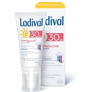 Ladival Empfindliche Haut Plus Sonnenschutz Creme für das Gesicht LSF 30 Parfümfreie Sonnencreme ohne Farb und Konservierungsstoffe wasserfest, 50 ml