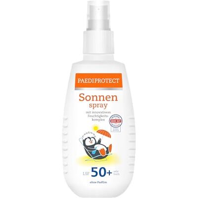 PaediProtect Sonnenspray Kinder Baby LSF 50+ 150 ml, Sonnencreme parfümfreies Spray, Gesicht Körper, Sonnenschutzspray vor UVA/UVB-Strahlung, vegan, ohne Mikroplastik PaediProtect Sonnenspray Kinder Baby LSF 50+ 150 ml, Sonnencreme parfümfreies Spray, Gesicht Körper, Sonnenschutzspray vor UVA/UVB-Strahlung, vegan, ohne Mikroplastik