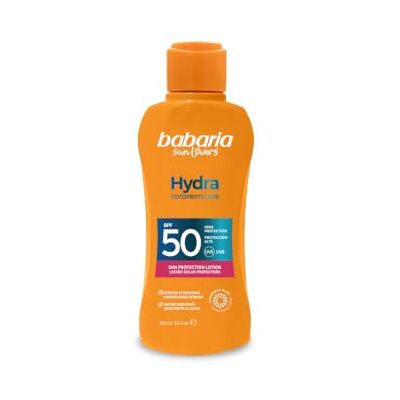 Babaria Hydra Sonnenmilch SPF 50 Aloe Vera Reisegröße Feuchtigkeitsspendende Sonnenmilch im Travel-Format. Kompakt für Handgepäck, gleiche Formel wie Standardgröße. Babaria Hydra Sonnenmilch SPF 50 Aloe Vera Reisegröße Feuchtigkeitsspendende Sonnenmilch im Travel-Format. Kompakt für Handgepäck, gleiche Formel wie Standardgröße.