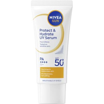 Nivea Sun Breathable Serum LSF 50+, atmungsaktive Sonnencreme mit Vitamin E, ultraleichte XXL Gesichtspflege mit LSF 50+ für sensible Haut, Protect & Light Feel (90 ml) Nivea Sun Breathable Serum LSF 50+, atmungsaktive Sonnencreme mit Vitamin E, ultraleichte XXL Gesichtspflege mit LSF 50+ für sensible Haut, Protect & Light Feel (90 ml)