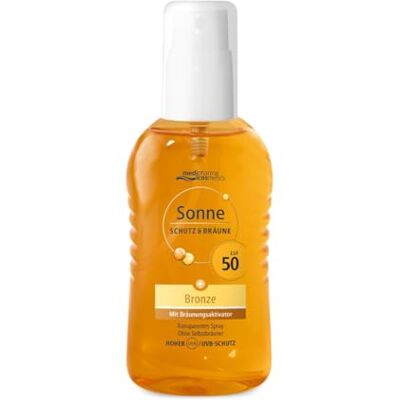 Medipharma Cosmetics Sonne Schutz&Bräune Bronze Pump-Spray LSF 50 Sonnenspray mit Bräunungsaktivator zur Unterstützung der natürlichen Bräune transparent ohne Selbstbräuner von 200 ml Medipharma Cosmetics Sonne Schutz&Bräune Bronze Pump-Spray LSF 50 Sonnenspray mit Bräunungsaktivator zur Unterstützung der natürlichen Bräune transparent ohne Selbstbräuner von 200 ml
