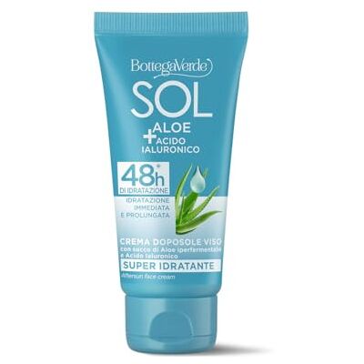 Bottega Verde SOL Aloe Hyaluronsäure After Sun Gesichtscreme super feuchtigkeitsspendend mit hyperfermentiertem Aloe-Saft und Hyaluronsäure (50 ml) sofortige und langanhaltende Feuchtigkeit Bottega Verde SOL Aloe Hyaluronsäure After Sun Gesichtscreme super feuchtigkeitsspendend mit hyperfermentiertem Aloe-Saft und Hyaluronsäure (50 ml) sofortige und langanhaltende Feuchtigkeit