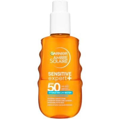 Garnier Ambre Solaire Sensitive Expert UV Water Spray LSF 50, 150 ml UV-Water-Formel, LSF 50, 3in1 für Körper, Gesicht und Haare, wasserfest, Ambre Solaire Sensitive Expert Garnier Ambre Solaire Sensitive Expert UV Water Spray LSF 50, 150 ml UV-Water-Formel, LSF 50, 3in1 für Körper, Gesicht und Haare, wasserfest, Ambre Solaire Sensitive Expert