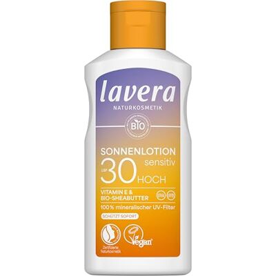 lavera Sonnenlotion Sensitiv LSF 30 Sonnencreme ohne chemische UV-Filter für sensible Haut wasserfest vegan Naturkosmetik-100 ml lavera Sonnenlotion Sensitiv LSF 30 Sonnencreme ohne chemische UV-Filter für sensible Haut wasserfest vegan Naturkosmetik-100 ml