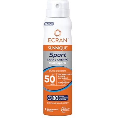 Ecran Sunnique Sport Schutznebel für Gesicht und Körper, LSF 50, sehr wasser- und schweißresistent, unsichtbarer 2-in-1-Schutz, 75 ml Ecran Sunnique Sport Schutznebel für Gesicht und Körper, LSF 50, sehr wasser- und schweißresistent, unsichtbarer 2-in-1-Schutz, 75 ml