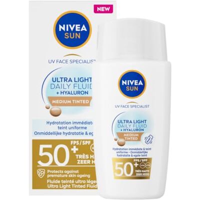 Nivea Sun UV Face Light Daily Fluid Sunburn Sunburn Gesicht SPF50+ Medium Tinted Sonnencreme 40ML Nivea Sun UV Face Light Daily Fluid Sunburn Sunburn Gesicht SPF50+ Medium Tinted Sonnencreme 40ML