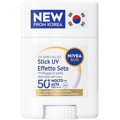 Nivea Sun UV Gesicht Specialist Stick UV Seideneffekt LSF 50+ 15 g, Sonnenstick 50 Gesicht für eine On-The-Go-Anwendung, ultraleichter und unsichtbarer Gesichts-Sonnenschutz, koreanische Skincare ohne Nivea Sun UV Gesicht Specialist Stick UV Seideneffekt LSF 50+ 15 g, Sonnenstick 50 Gesicht für eine On-The-Go-Anwendung, ultraleichter und unsichtbarer Gesichts-Sonnenschutz, koreanische Skincare ohne