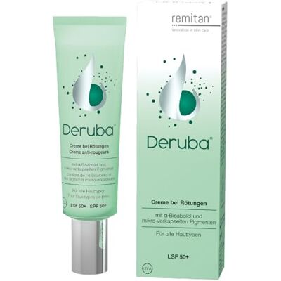 Deruba – Spezialcreme bei Rötungen mit LSF 50+ – von Derma-Experten gegen Gesichtsrötungen entwickelt – Remitan Qualitätsprodukt – Tagespflege, Make-up und Sonnenschutz – 30 ml Deruba – Spezialcreme bei Rötungen mit LSF 50+ – von Derma-Experten gegen Gesichtsrötungen entwickelt – Remitan Qualitätsprodukt – Tagespflege, Make-up und Sonnenschutz – 30 ml