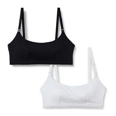 Amazon Damen Bequemer Still-BH Aus Baumwolljersey, 2er-Pack, Schwarz/Weiß, L Amazon Damen Bequemer Still-BH Aus Baumwolljersey, 2er-Pack, Schwarz/Weiß, L