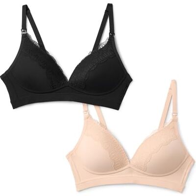 Amazon Damen Still-BH aus Mikrofaser mit Peach-Effekt, 2er-Pack, Helles Blütenblatt/Schwarz, 75B Amazon Damen Still-BH aus Mikrofaser mit Peach-Effekt, 2er-Pack, Helles Blütenblatt/Schwarz, 75B