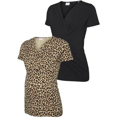 MAMALICIOUS Damen Mlmia Tess Aop Ss Jrs Top 2f 2-p E. A., Schwarz, XL MAMALICIOUS Damen Mlmia Tess Aop Ss Jrs Top 2f 2-p E. A., Schwarz, XL