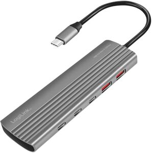 Logilink UA0415 Ultra-Slim USB 3.2 Gen2 Hub, 2X USB-A, 8X USB-C, mit PD (Power Delivery), 100 W, Space Grau Logilink UA0415 Ultra-Slim USB 3.2 Gen2 Hub, 2X USB-A, 8X USB-C, mit PD (Power Delivery), 100 W, Space Grau