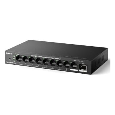 Tenda Managed PoE Switch 8-Port Gigabit Netzwerk Switch mit RJ45-& SFP-Port 110 W PoE-Budget, IEEE 802.3af/at PoE+, PoE Watchdog, VLAN, QoS, IGMP, DHCP-Snooping, MAC-Bindung, Lüfterlos, Metallgehäuse Tenda Managed PoE Switch 8-Port Gigabit Netzwerk Switch mit RJ45-& SFP-Port 110 W PoE-Budget, IEEE 802.3af/at PoE+, PoE Watchdog, VLAN, QoS, IGMP, DHCP-Snooping, MAC-Bindung, Lüfterlos, Metallgehäuse