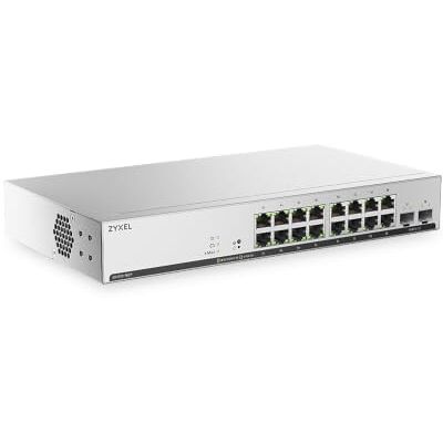 Zyxel PoE Switch 16 Port Smart Managed Gigabit Netzwerk GS1915-18EPv2 8x PoE+ mit 130W Budget + 8x GbE + 2x SFP Ports, Smart Fan, NebulaFlex, VLAN, QoS, Wand-/Rackmontage Enthalten Zyxel PoE Switch 16 Port Smart Managed Gigabit Netzwerk GS1915-18EPv2 8x PoE+ mit 130W Budget + 8x GbE + 2x SFP Ports, Smart Fan, NebulaFlex, VLAN, QoS, Wand-/Rackmontage Enthalten