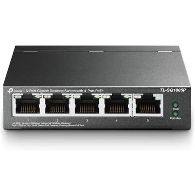 TP-Link TL-SG1005P 5-Port Gigabit LAN PoE Switch mit 4 PoE+ Ports (65 Watt, IEEE-802.3af/at, Plug-and-Play, Robustes Metallgehäuse) TP-Link TL-SG1005P 5-Port Gigabit LAN PoE Switch mit 4 PoE+ Ports (65 Watt, IEEE-802.3af/at, Plug-and-Play, Robustes Metallgehäuse)