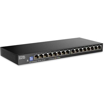 Zyxel 16-Port Netzwerk Switch Unmanaged Gigabit Ethernet Switch 16x GbE Ports Schlankes Design Umschaltbarer DIP Lüfterlos Wandmontage-Kit im Lieferumfang Enthalten GS1100-16ES Zyxel 16-Port Netzwerk Switch Unmanaged Gigabit Ethernet Switch 16x GbE Ports Schlankes Design Umschaltbarer DIP Lüfterlos Wandmontage-Kit im Lieferumfang Enthalten GS1100-16ES