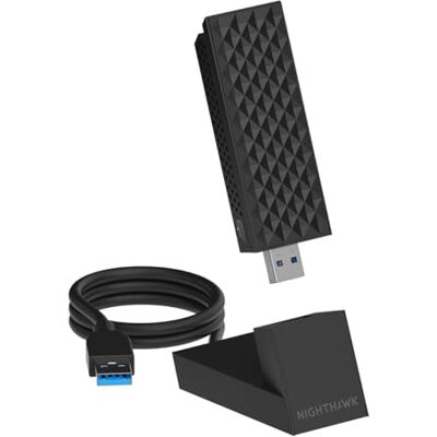 Netgear Nighthawk WiFi 7 USB 3.0-Adapter (A9000) – BE6000 Tri-Band Wireless Gigabit Speed (bis zu 6 Gbit/s) Funktioniert mit jedem WiFi 7- oder 6 6E-Router oder Mesh-System – Für Windows-PCs Netgear Nighthawk WiFi 7 USB 3.0-Adapter (A9000) – BE6000 Tri-Band Wireless Gigabit Speed (bis zu 6 Gbit/s) Funktioniert mit jedem WiFi 7- oder 6 6E-Router oder Mesh-System – Für Windows-PCs