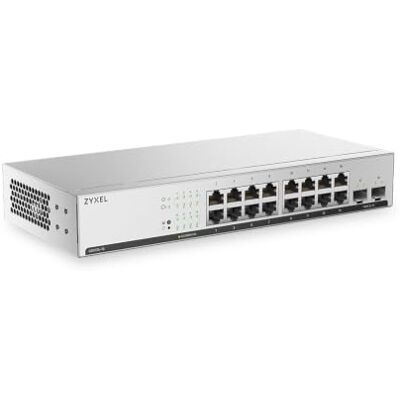 Zyxel LAN Switch 16 Port Smart Managed Gigabit Netzwerk GS1915-18v2 16x GbE + 2x GbE SFP Uplink Ports, Lüfterlos, NebulaFlex, VLAN, QoS, Wand- und Rackmontage Kits Enthalten Zyxel LAN Switch 16 Port Smart Managed Gigabit Netzwerk GS1915-18v2 16x GbE + 2x GbE SFP Uplink Ports, Lüfterlos, NebulaFlex, VLAN, QoS, Wand- und Rackmontage Kits Enthalten