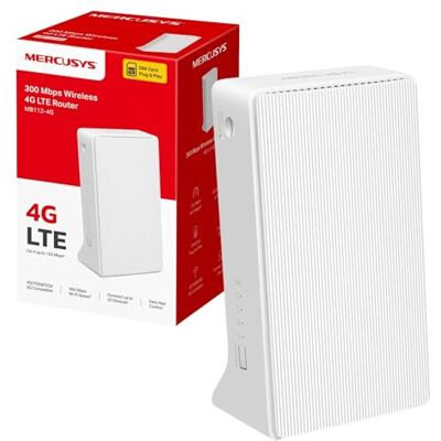 MERCUSYS MB112-4G 300Mbps Wireless N LTE 4G Router mit SIM-Slot, Cat 4 bis zu 150 Mbps, maximale Netzwerkabdeckung, WLAN-Router-Modus, unterstützt bis zu 32 Geräte, verfügbare WAN-Verbindung, Plug MERCUSYS MB112-4G 300Mbps Wireless N LTE 4G Router mit SIM-Slot, Cat 4 bis zu 150 Mbps, maximale Netzwerkabdeckung, WLAN-Router-Modus, unterstützt bis zu 32 Geräte, verfügbare WAN-Verbindung, Plug