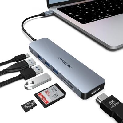 OTAITEK USB C Hub, 7-in-1 Typ-C Adapter mit 4K HDMI, 3 USB 3.0, SD/TF-Kartenleser, 100 W USB-C-PD-Adapter für MacBook Pro/Air, Windows, HP und andere Typ-C Geräte OTAITEK USB C Hub, 7-in-1 Typ-C Adapter mit 4K HDMI, 3 USB 3.0, SD/TF-Kartenleser, 100 W USB-C-PD-Adapter für MacBook Pro/Air, Windows, HP und andere Typ-C Geräte