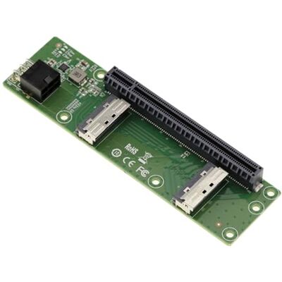 KALEA-INFORMATIQUE Karte 2 Ports MCIO 8i auf PCIe Gen 5.0 x8 oder x16, um einen PCI-Express-Anschluss auszulagern. KALEA-INFORMATIQUE Karte 2 Ports MCIO 8i auf PCIe Gen 5.0 x8 oder x16, um einen PCI-Express-Anschluss auszulagern.