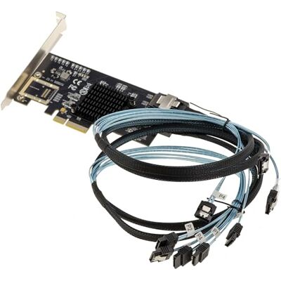 KALEA-INFORMATIQUE PCIe x4-Controller-Karte für 8 SATA 3 6G-Festplatten mit SFF-8087-Anschlüssen und MiniSAS-zu-SATA-Kabeln, Marvell 88SE9215-Chipsatz KALEA-INFORMATIQUE PCIe x4-Controller-Karte für 8 SATA 3 6G-Festplatten mit SFF-8087-Anschlüssen und MiniSAS-zu-SATA-Kabeln, Marvell 88SE9215-Chipsatz
