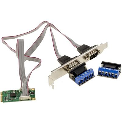 KALEA-INFORMATIQUE Mini-PCIe-Karte mit 2 seriellen RS422-RS485-DB9-Anschlüssen mit EXAR XR17V352-Chipsatz, geliefert mit Adaptern für die Draht-zu-Draht-Montage. KALEA-INFORMATIQUE Mini-PCIe-Karte mit 2 seriellen RS422-RS485-DB9-Anschlüssen mit EXAR XR17V352-Chipsatz, geliefert mit Adaptern für die Draht-zu-Draht-Montage.