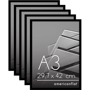 Americanflat Din A3 Bilderrahmen Set aus Kunststoff (5er Pack) schmaler Fotorahmen mit poliertem Plexi-Scheibe integrierte Aufhängung für Hoch- und Querformat Schwarz Americanflat Din A3 Bilderrahmen Set aus Kunststoff (5er Pack) schmaler Fotorahmen mit poliertem Plexi-Scheibe integrierte Aufhängung für Hoch- und Querformat Schwarz
