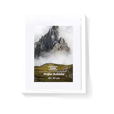 KHG Premium-Bilderrahmen 40x50 cm weiß, stabile Glasfront, für Zuhause hochwertiges Passepartout & MDF-Holzrahmen für Fotos, Poster, Zertifikate & Collagen, vielseitig einsetzbar KHG Premium-Bilderrahmen 40x50 cm weiß, stabile Glasfront, für Zuhause hochwertiges Passepartout & MDF-Holzrahmen für Fotos, Poster, Zertifikate & Collagen, vielseitig einsetzbar
