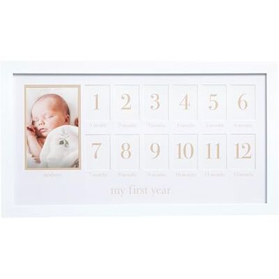 Pearhead Fotocollage für das erste Jahr und geschlechtsneutrales Andenken, ideal für Babyparty, Geschenk zur Geburt und als Kinderzimmer-Dekor, 13 Fotoeinsätze, beige matt Pearhead Fotocollage für das erste Jahr und geschlechtsneutrales Andenken, ideal für Babyparty, Geschenk zur Geburt und als Kinderzimmer-Dekor, 13 Fotoeinsätze, beige matt