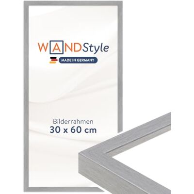 WANDStyle Bilderrahmen 30x60 Silber, moderner Bilderrahmen Holz 30x60 cm Hochwertiger Holzbilderrahmen, Posterrahmen zum Aufhängen, Rahmen 60x30 cm, Fotorahmen H950 Made in Germany WANDStyle Bilderrahmen 30x60 Silber, moderner Bilderrahmen Holz 30x60 cm Hochwertiger Holzbilderrahmen, Posterrahmen zum Aufhängen, Rahmen 60x30 cm, Fotorahmen H950 Made in Germany